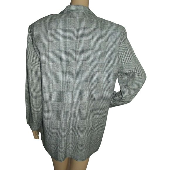 Vtg Michael & Company Blazer Sz Medium Black White Houndstooth Boyfriend Jacket - Picture 6 of 9